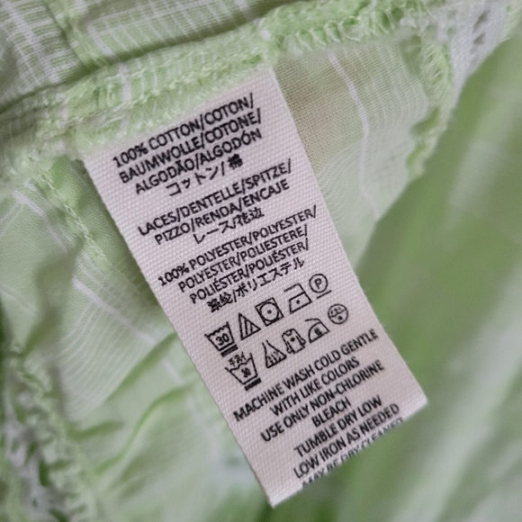 Free People Women’s Green Boho Peasant Crochet Lace Trim V-Neck Tunic Dress Med - Picture 4 of 4